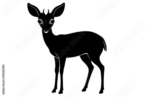 Dik Dik Small Antelope with Large Eyes and Short Legs Silhouette Vector Illustration