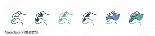 hand writing icon set hand holding pencil write document business signature vector illustration copywriter article signs for web and app