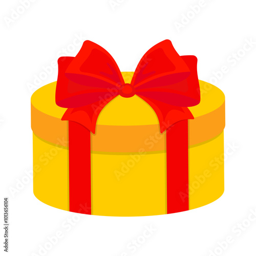 Gift box with ribbon.
Color vector illustration. Isolated on white background.	