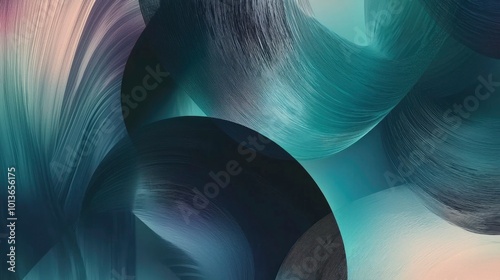 Abstract Artwork with Wavy Lines and Curving Shapes in Shades of Blue and Gray photo