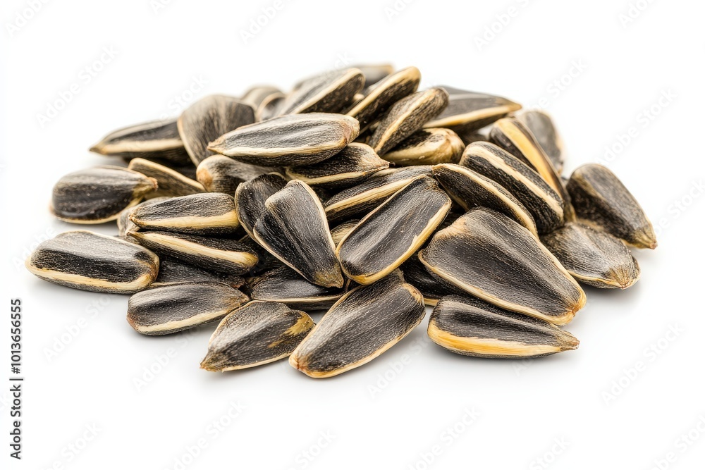 Sunflower Seeds Isolated. Close-up of Hulled Sunflower Seeds Heap on White Background Sunflower Seeds Isolated. Close-up of Hulled Sunflower Seeds Heap on White Background