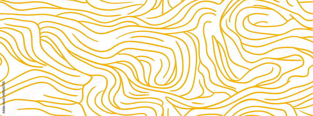 A seamless pattern of yellow lines forming the outline of noodles A seamless pattern of yellow lines forming the outline of noodles