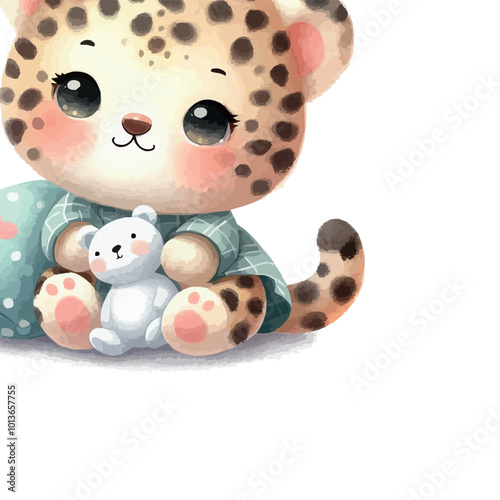 Cute Leopard Illustration on White Background