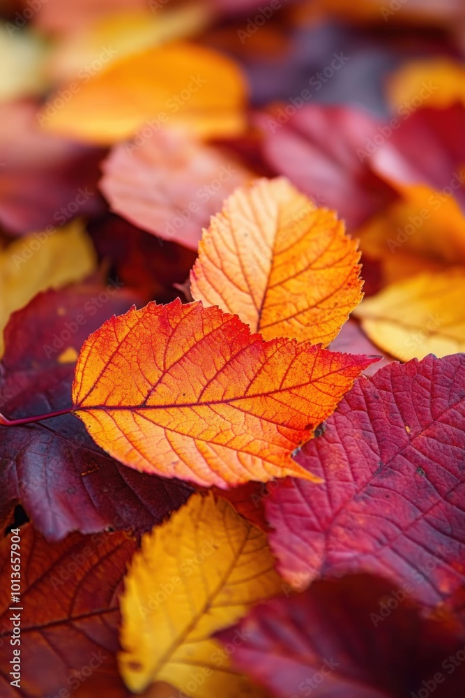 A colorful pile of autumn leaves showcasing vibrant hues in a close-up view A colorful pile of autumn leaves showcasing vibrant hues in a close-up view