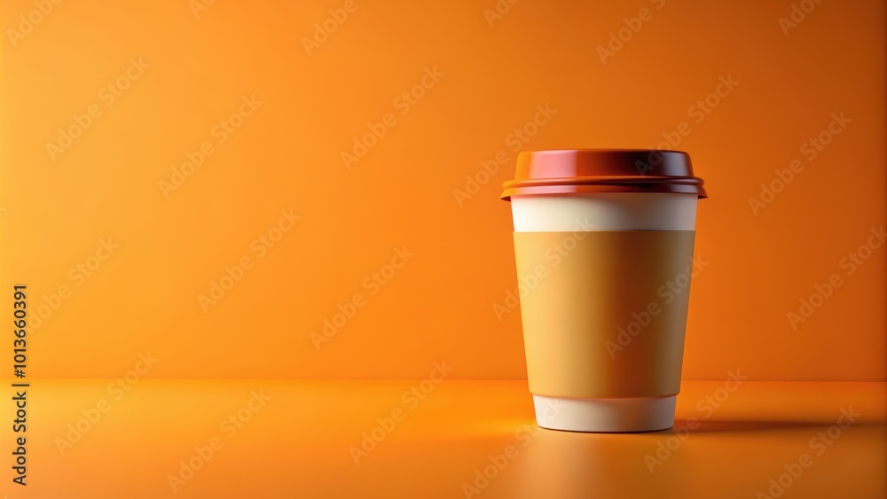 Coffee cup on vibrant orange background with realistic rendering mock up, Coffee, cup, orange, background,, mock up, vibrant Coffee cup on vibrant orange background with realistic rendering mock up, Coffee, cup, orange, background,, mock up, vibrant