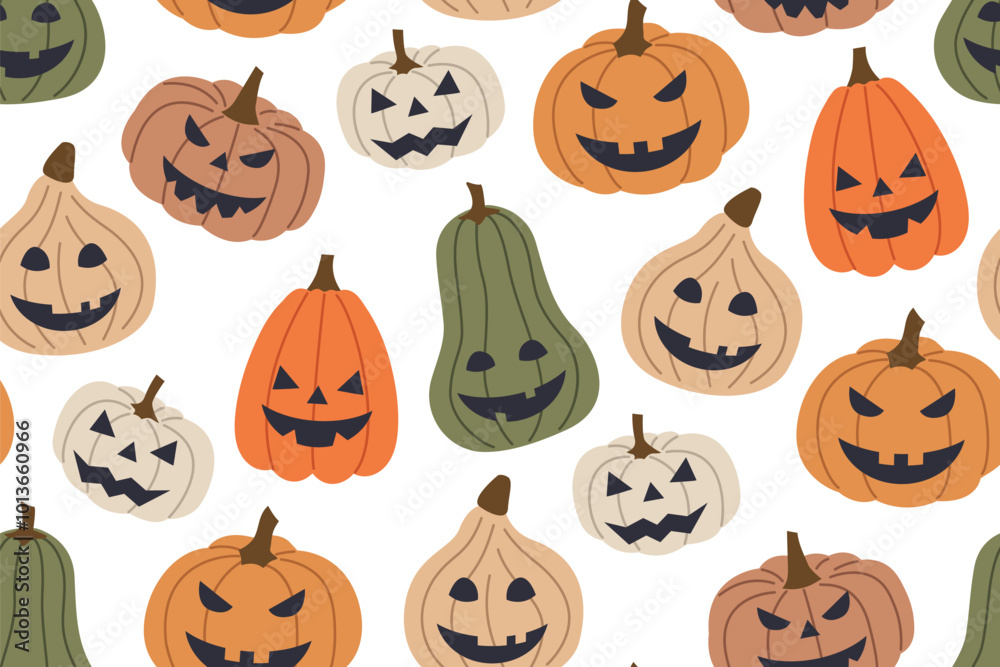 Halloween Jack o lantern pumpkins seamless pattern- vector illustration Halloween Jack o lantern pumpkins seamless pattern- vector illustration