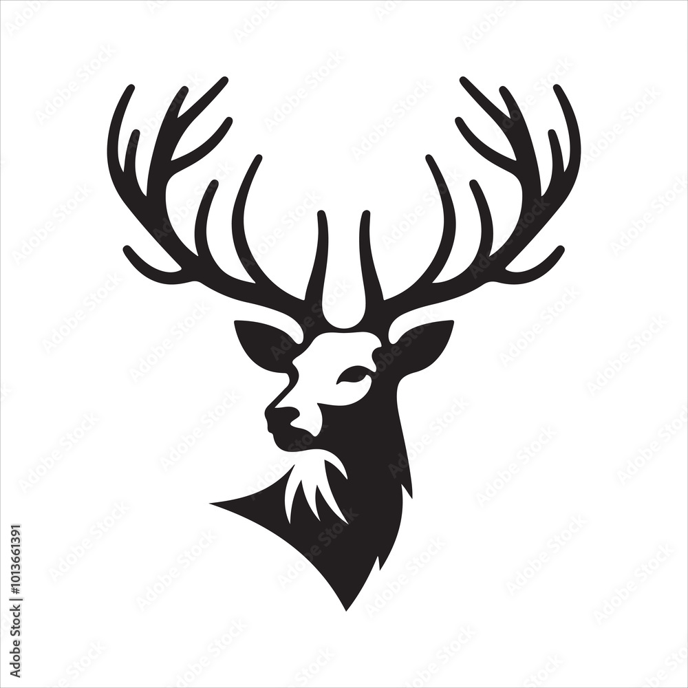Deer head silhouette vector illustration art 