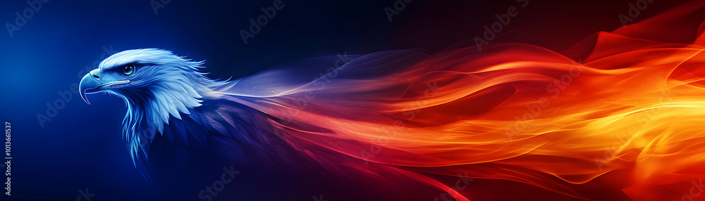 Dynamic Glossy Background with Abstract Eagle and Flag Elements Symbolizing Freedom and Patriotism for Hari Pahlawan - Modern Photo Stock Concept