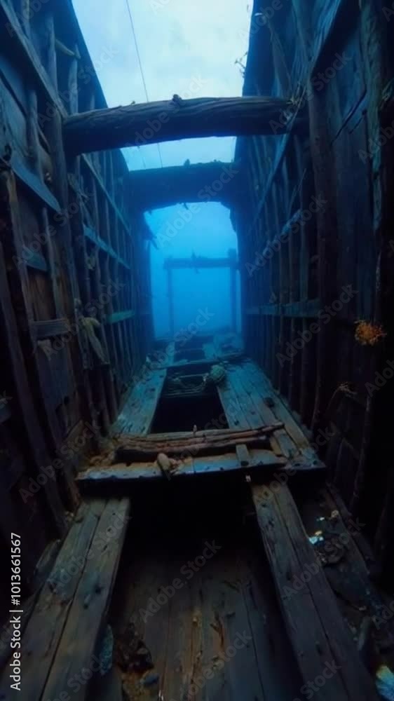 Épave de bateau sous-marin immergé dans les profondeurs de l'océan

