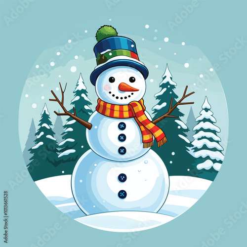 Playful Snowman Vector Illustration
