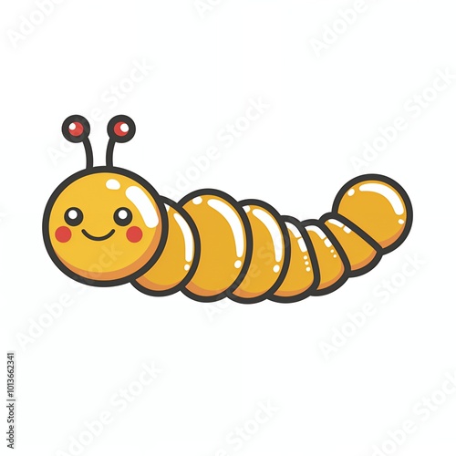 Cute cartoon caterpillar with a smiling face.