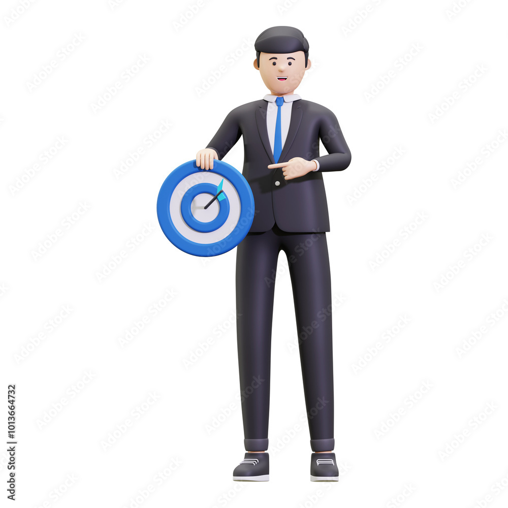 3d Businessman working on business aim Illustration 3d Businessman working on business aim Illustration