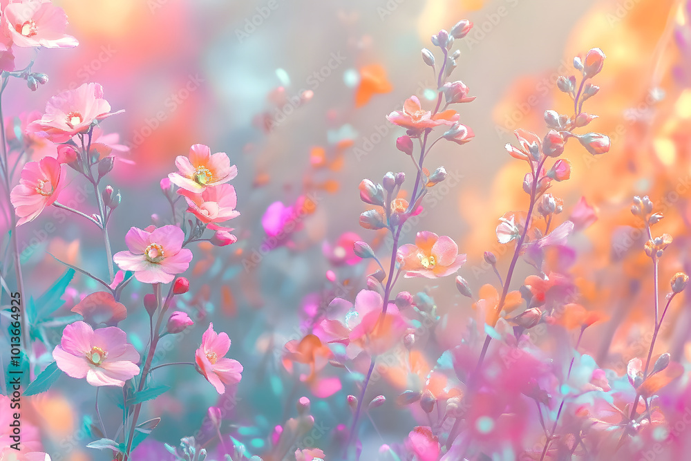 Garden holography outdoors blossom pattern.