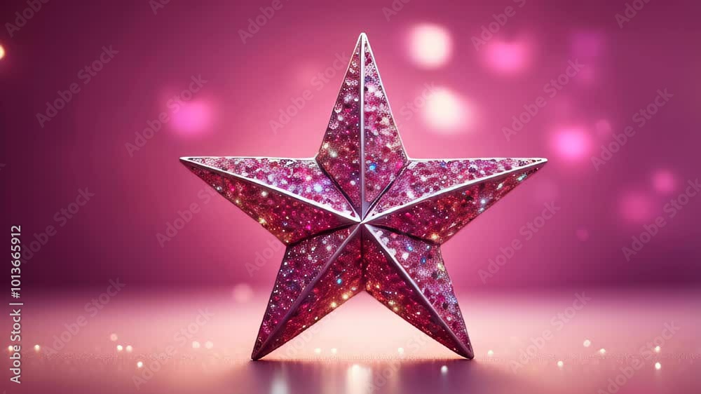 A pink star with glitter on it is on a pink background A pink star with glitter on it is on a pink background