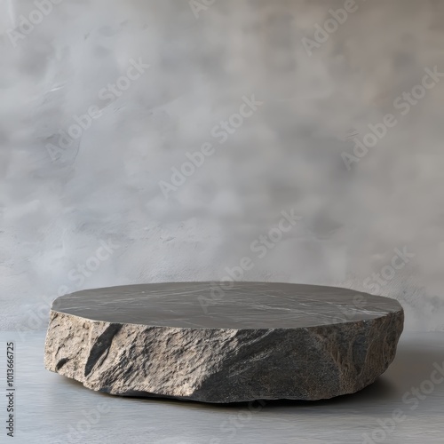 Black marble pedestal on grunge background. 3d render.