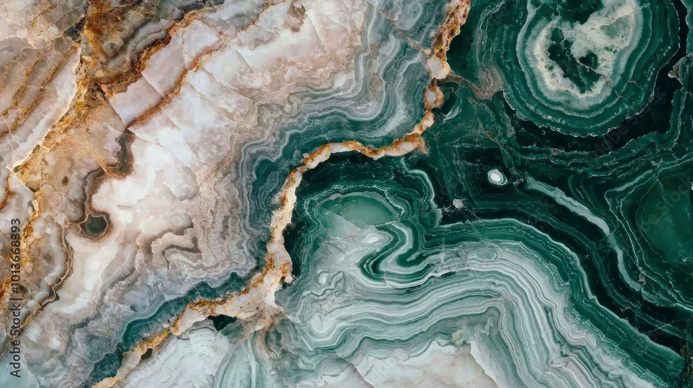 Fototapeta premium Abstract Marble Texture with Swirling Green and White Patterns