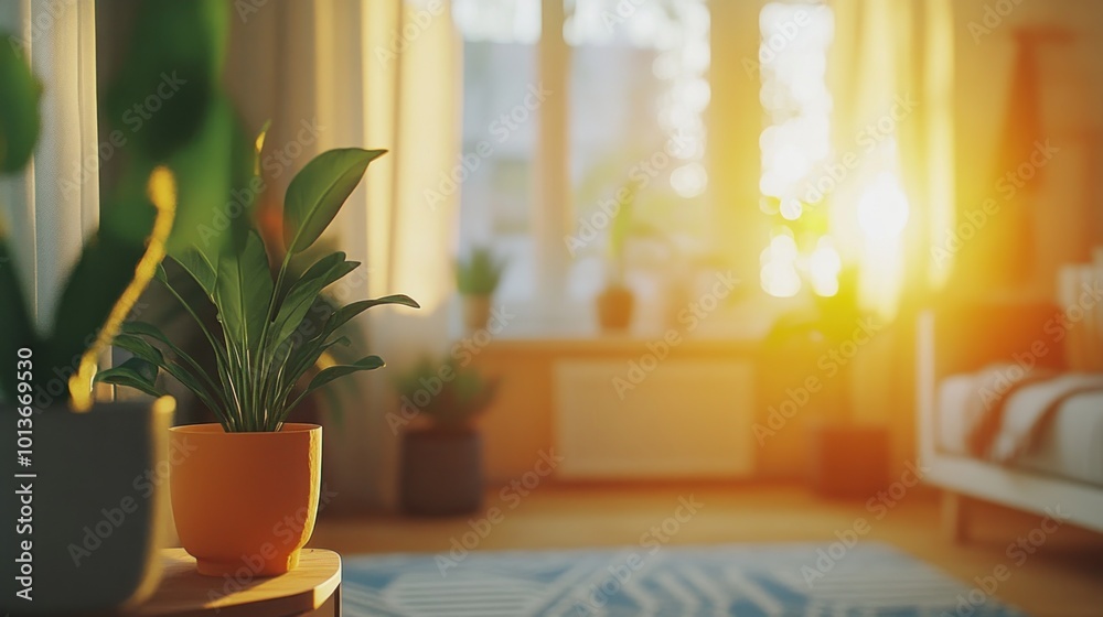 A cozy interior with sunlight streaming through windows, highlighting indoor plants. A cozy interior with sunlight streaming through windows, highlighting indoor plants.