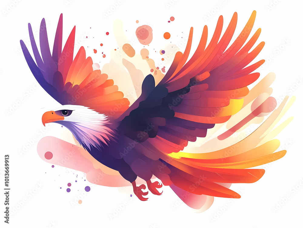 Obraz premium Flat Glowing Holographic Eagle and Indonesian Flag with Ample Copy Space for Hari Pahlawan National Pride - Modern Vector Design