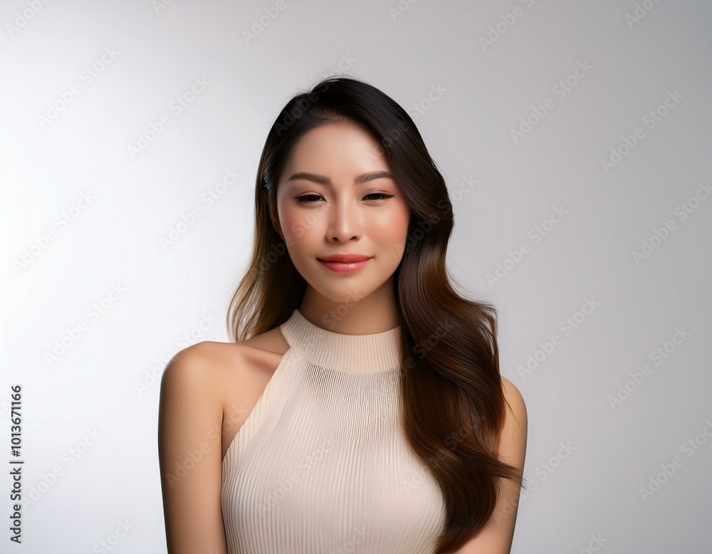 This woman soft, natural beauty shines through, embodying a sense of grace and confidence. This woman soft, natural beauty shines through, embodying a sense of grace and confidence.