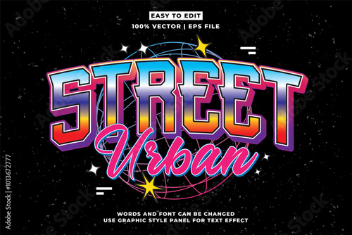 Streetwear retro vintage editable text effect for t-shirt design, urban street wear editable font vector style