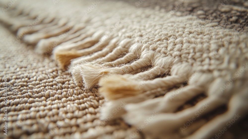 Close-up of a Woven Texture with Fringe Details Close-up of a Woven Texture with Fringe Details