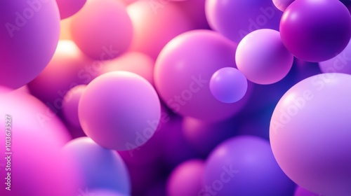 Colorful abstract spheres in pink and purple hues. Modern digital art and design concept