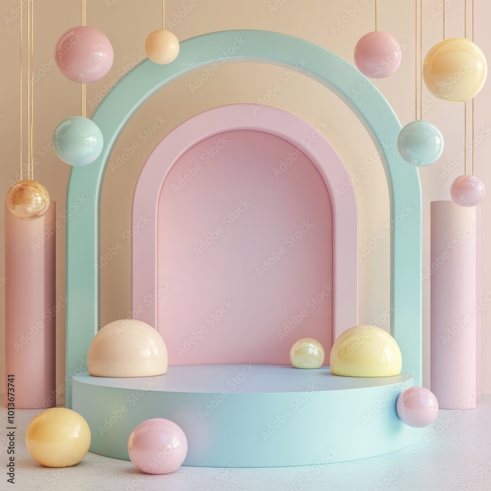 3d render of abstract background with pastel color podium for product display 3d render of abstract background with pastel color podium for product display