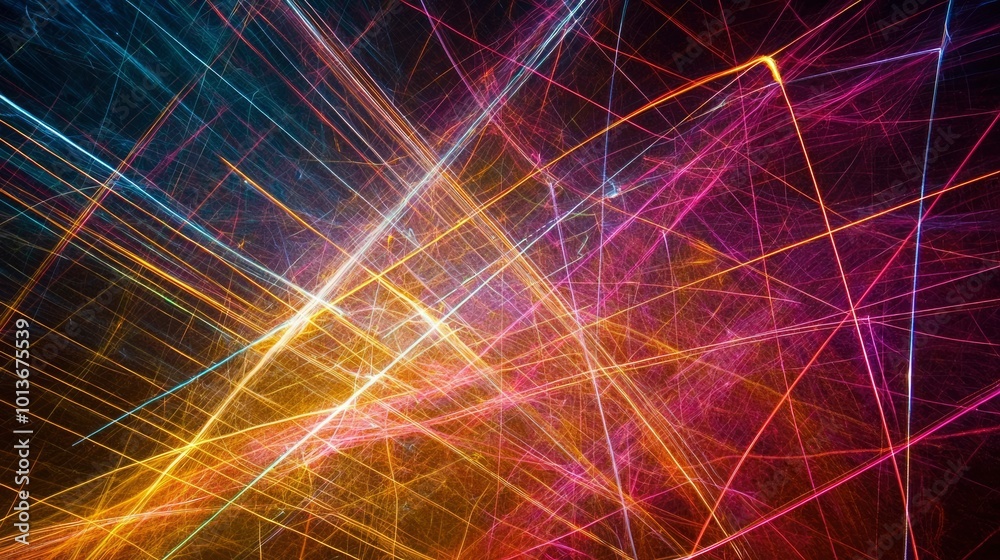 Abstract Intersecting Lines of Light in Vibrant Colors