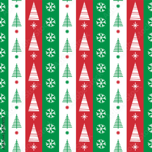 Christmas Modern Pattern in National Color Flag Italy style. Festive Christmas Winter Forest Packaging. Vector
