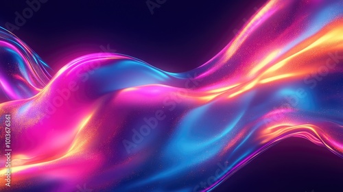 A stunning abstract wave of vibrant pink and blue light, creating a mesmerizing flow against a dark backdrop.