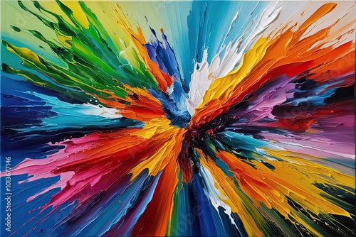 Surreal Explosive Abstract Color Painting Texture with Unforgettable Oil Brush Artistry on Canvas