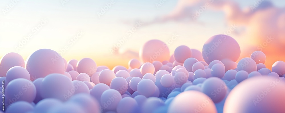 Pastel spheres in a dreamy sky, abstract art concept Pastel spheres in a dreamy sky, abstract art concept