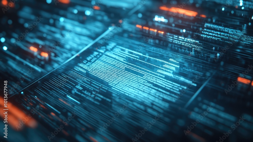 Abstract blue and orange digital data flow, showcasing a futuristic technology concept.