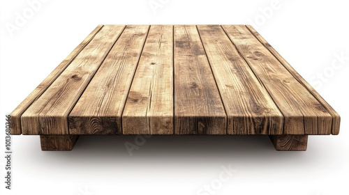 A rustic wooden platform showcasing a weathered texture and earthy tones, ideal for a natural setting or design project.