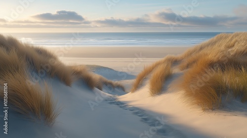 wild deserted beach with du...