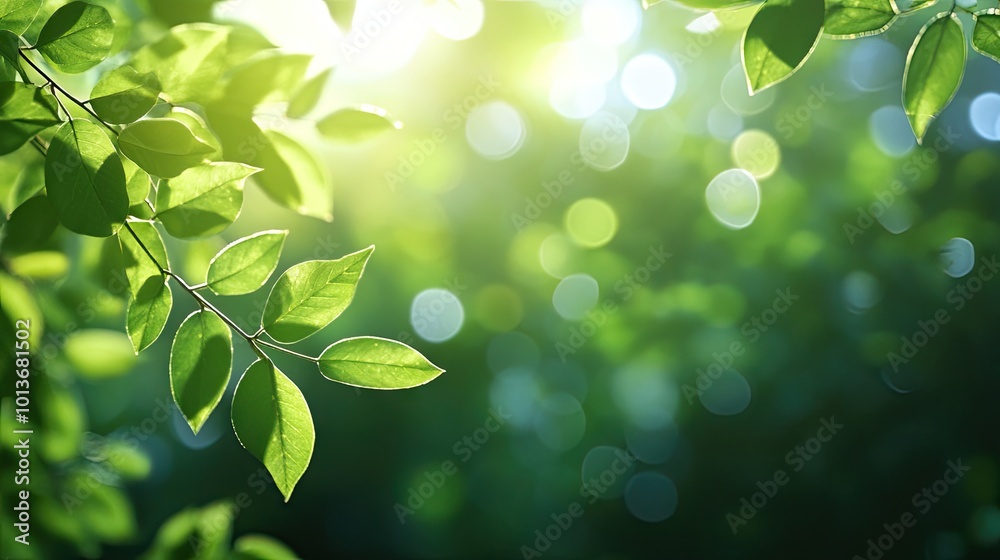 A close-up of green leaves illuminated by sunlight, creating a vibrant and serene atmosphere. A close-up of green leaves illuminated by sunlight, creating a vibrant and serene atmosphere.