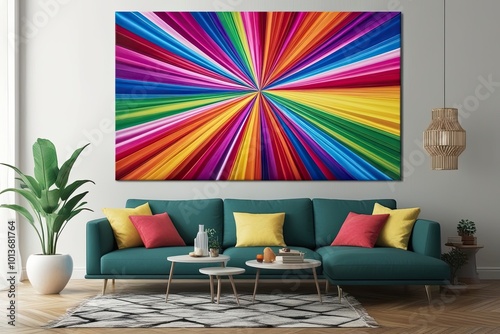 Vibrant Canvas Art with Radiant Colors: A Striking and Colorful Visual Display photo