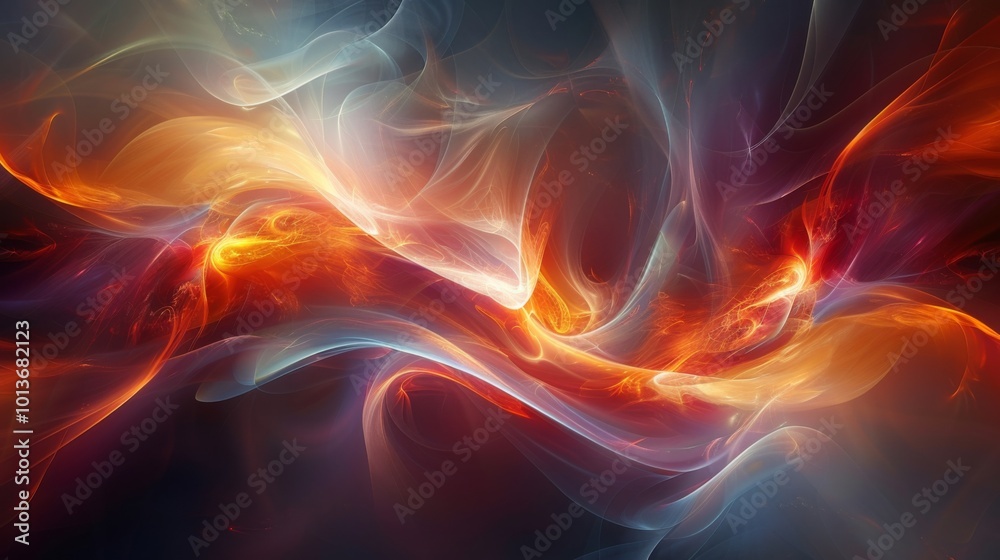 Abstract fiery light waves with orange and blue glowing streams Abstract fiery light waves with orange and blue glowing streams