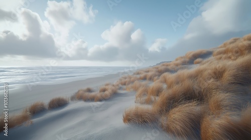 wild deserted beach with du...