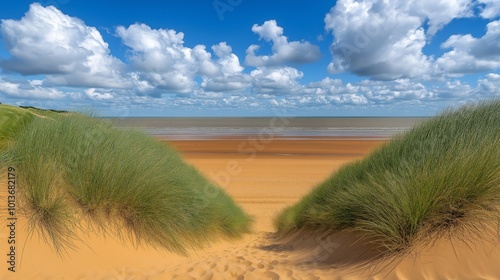 wild deserted beach with du...