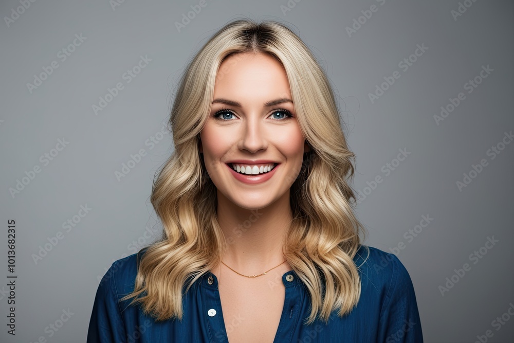 Bright Smiling Blonde Woman Portrait on Simple Background Bright Smiling Blonde Woman Portrait on Simple Background