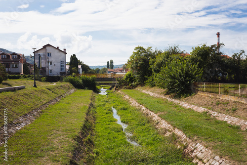 Beautiful landscape with Nisava river and old city of Niš Serbia photo