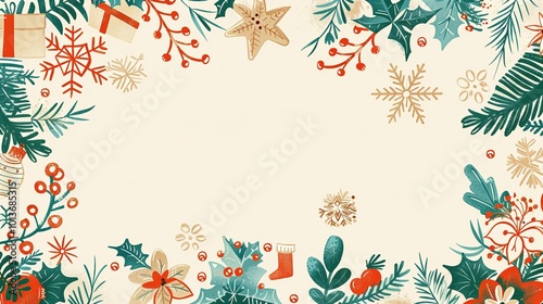 Enchanting Hand-Drawn Christmas Border: Celebrate the Magic of the Season with Trees, Gifts, Snowflakes, and Festive Cheer