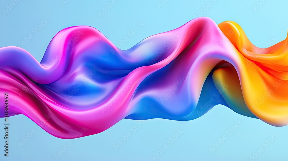 Vibrant flowing fabric in shades of pink, blue, and orange against a light blue background, creating a serene yet dynamic visual effect. Vibrant flowing fabric in shades of pink, blue, and orange against a light blue background, creating a serene yet dynamic visual effect.