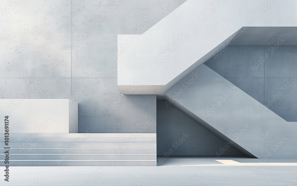 Fototapeta premium Minimalist modern architecture and spatial structure 