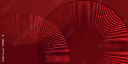 Abstract red background with glowing curve lines. Modern shiny red gradient geometric circle lines pattern. Futuristic concept. Suit for banner, brochure,