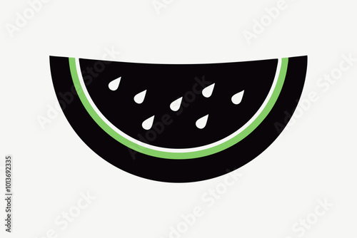 Delicious fruit watermelon silhouette black vector illustration