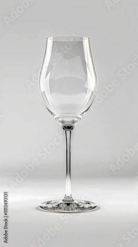 Elegant crystal wine glass, white background, 4K hyperrealistic photo