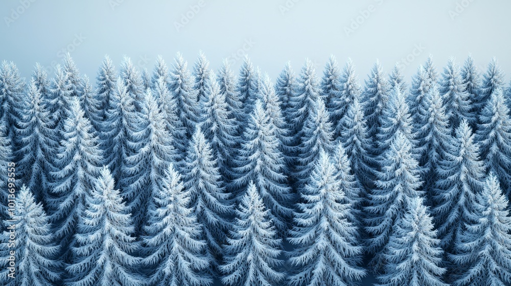 Fototapeta premium Snowy Fir Trees Winter Forest Background