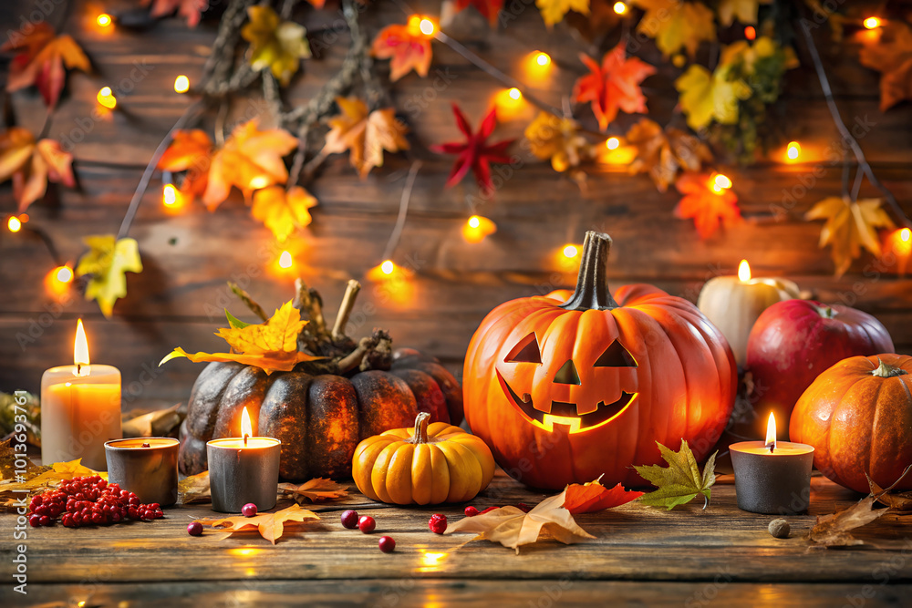 Fototapeta premium Creative layout made of brown leaves and acorns on pastel background. Autumn, fall, thanksgiving day concept.